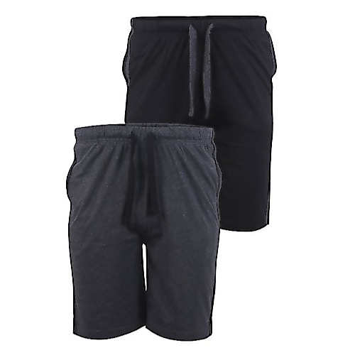 D555 Orwell Two Pack Elasticated Waist Jersey Shorts Black/Charcoal